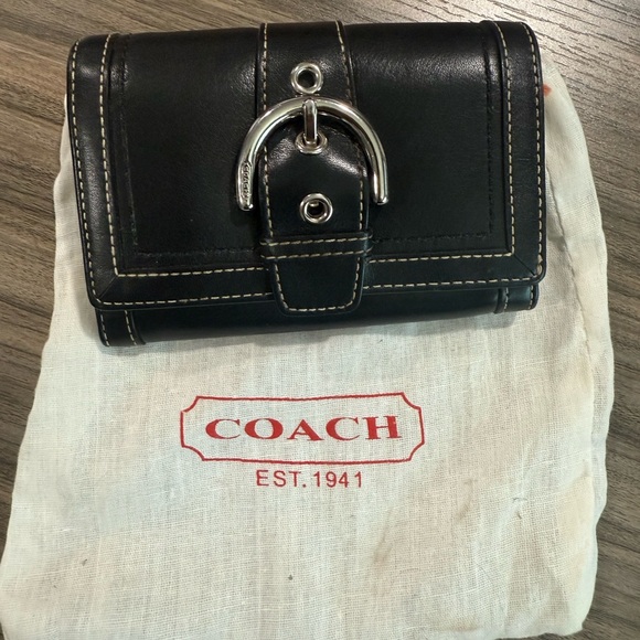 Vintage Coach Black Leather Wallet - Picture 1 of 7
